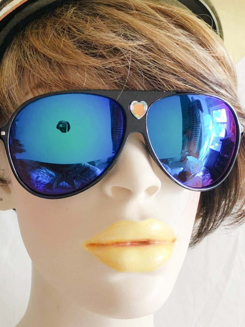 Blue Mirror Lens Oversized Aviator Sunglasses